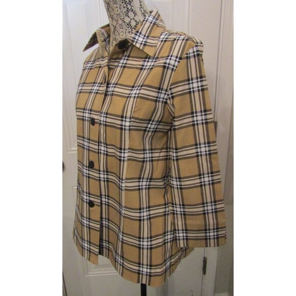 NWT Pure Amici Womens Brown Checkered Button Front Blazer Jacket Size S - Picture 3 of 6